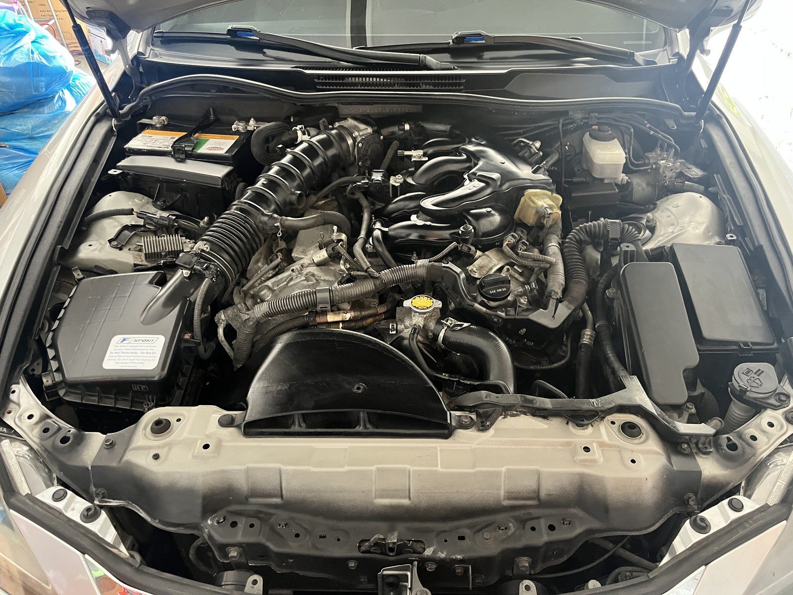 Degreased engine bay