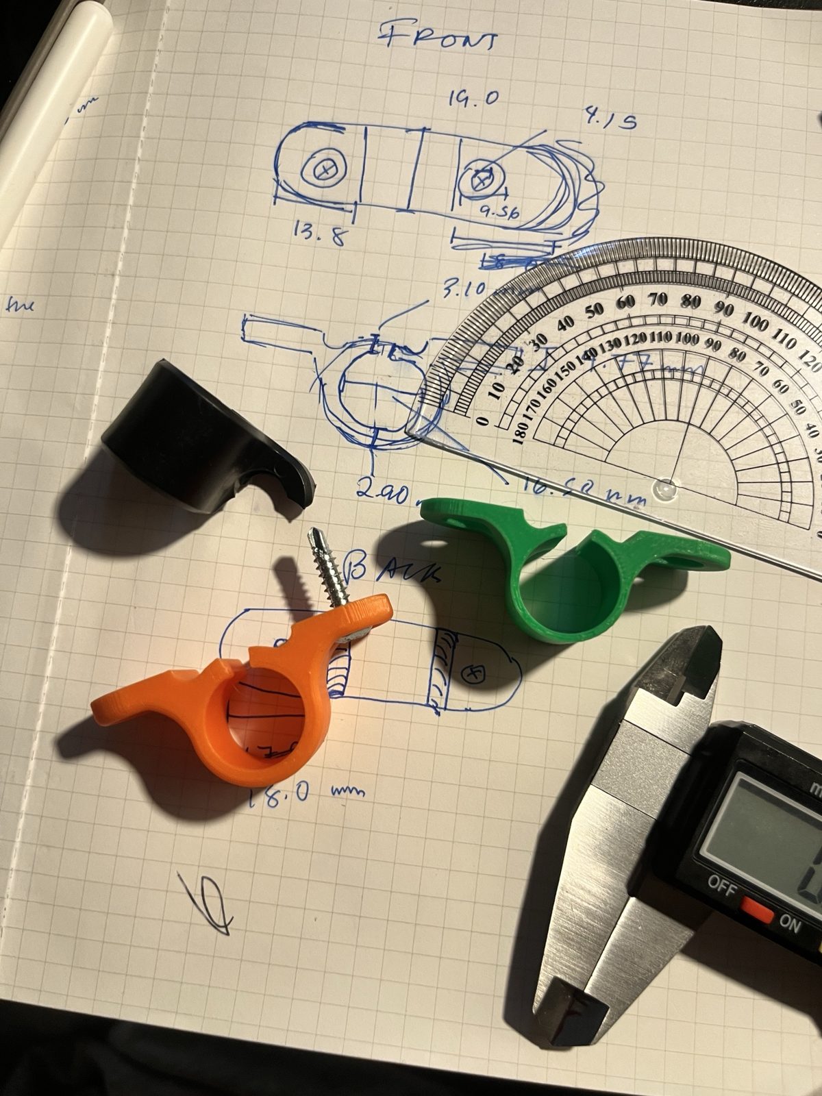 Measuring what was left of the original, with the top bracket as reference